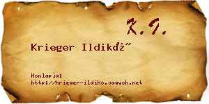 Krieger Ildikó névjegykártya